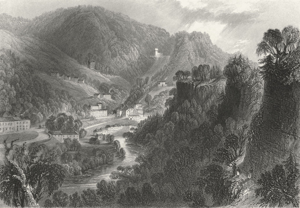 DERBYS. Matlock Bath. WH Bartlett 1842 old antique vintage print picture